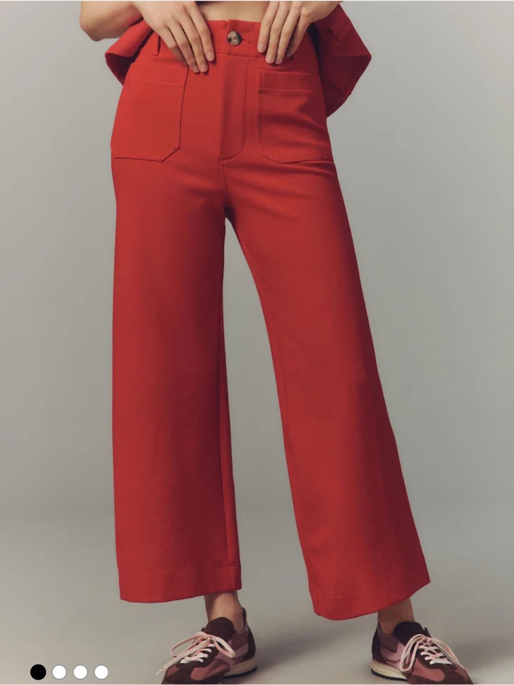 New Anthropologie Red Maeve The Colette Knit Crop Wide-Leg.